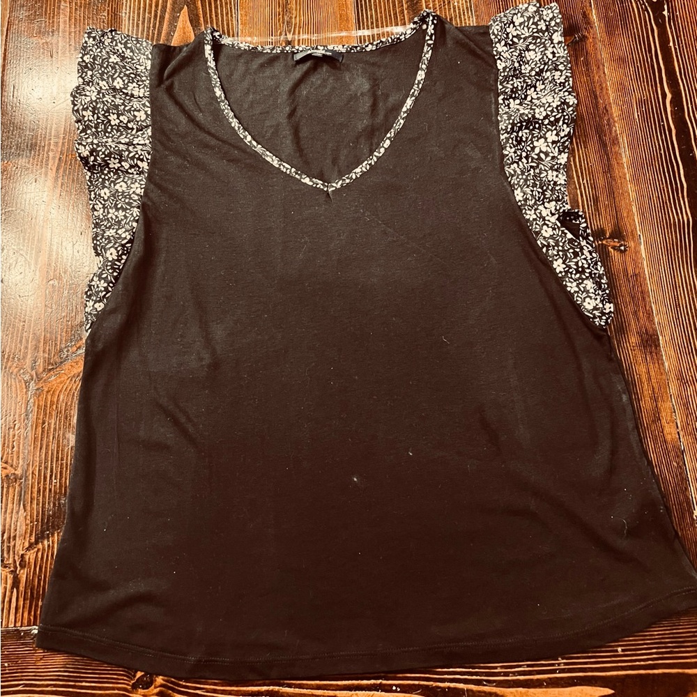 Angels Dark Blue Top with Floral Sleeves